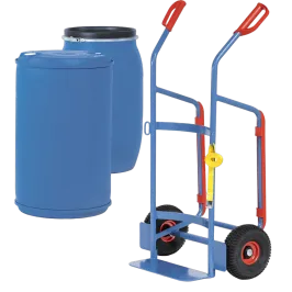 Produit Diable acier pour fût plastique 250 kg – roues gonflables, maintien sécurisé Image