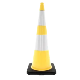 Produit Cône de signalisation en PVC jaune - L360xl360xH900 mm - Base lestée Image
