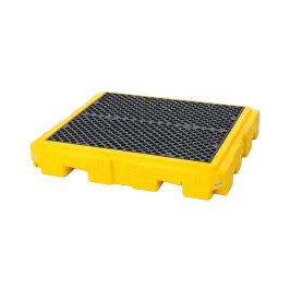 Produit Bac de rétention PEHD ultra plat pour 4 fûts avec caillebotis - 284 litres Image