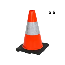 Produit Lot de 5 cônes de signalisation en PVC - L200xl200xH300 mm - Base lestée Image
