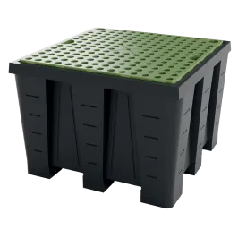Produit Bac de rétention PEHD recyclé Carbone Light pour 1 IBC avec caillebotis – 1200 litres Image