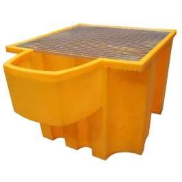 Produit Bac de rétention PEHD pour 1 IBC avec caillebotis acier et support de soutirage - 1100 litres Image