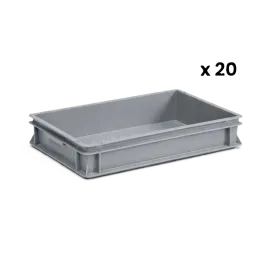 Produit Lot de 20 Bacs en plastique Norme Europe Gris 20 L Image