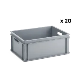 Produit Lot de 20 Bacs en plastique Norme Europe Gris 40 L Image
