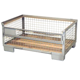 Produit Demi-caisse palette ajourée type "Europool" Capacité 1000 kg – Fond bois, gerbable - L1240xl835xH570 mm Image