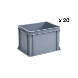 Produit Lot de 20 Bacs en plastique Norme Europe Gris 25 L Image